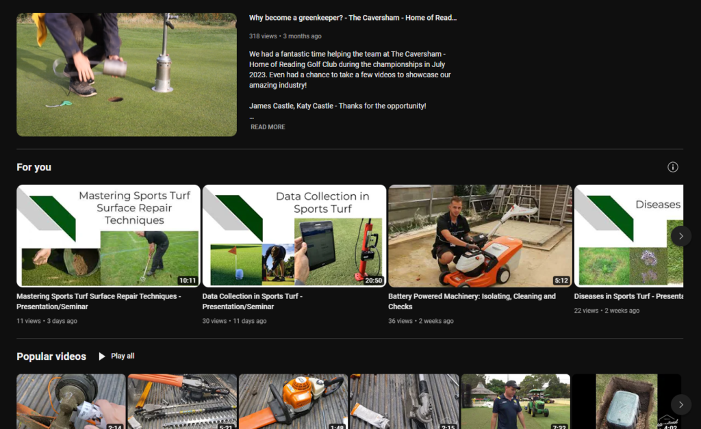 Educational, videos, youtube, turf,