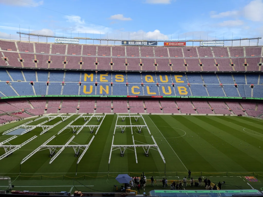 Barcelona, football, club, pitch, camp, nou, light, rigs, turf, stadium, 