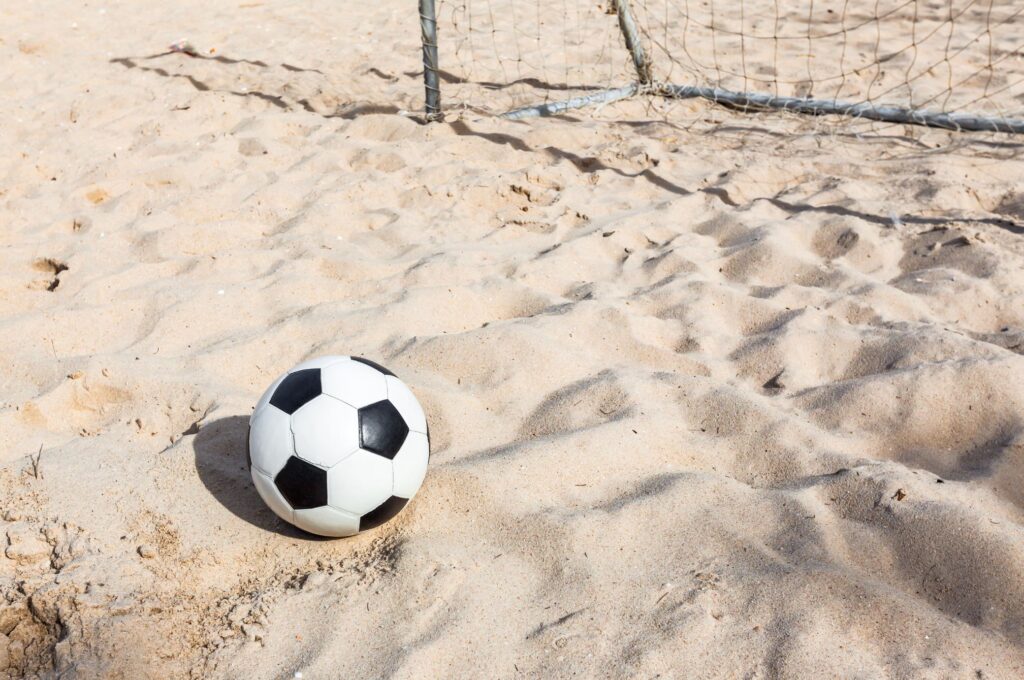sand, football, goal,